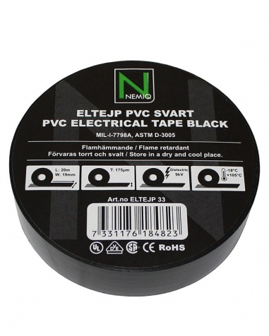 Eltejp 33 -18C° Svart 19mmx20m/10st