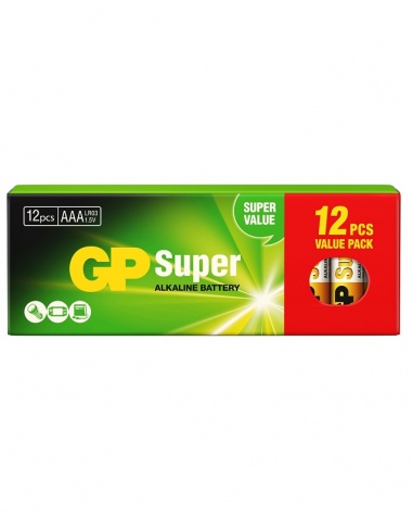 GP Batteri Super LR03/AAA 12/Förp