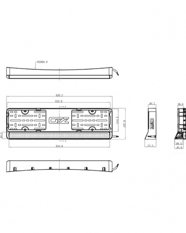 OZZ LP1 Regskyltsh�llare med Ljusramp Svart