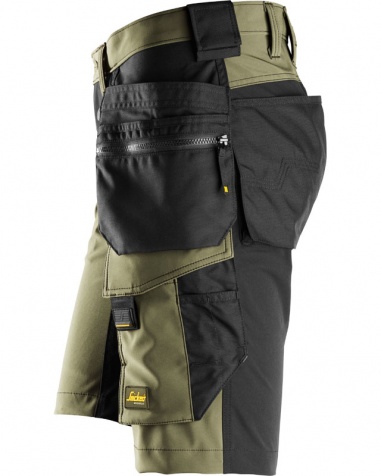 Snickers Stretch Hantverksshorts 6175 Khakigrön/Svart