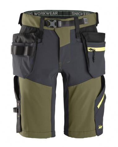 Snickers Softshellshorts Flexiwork Stretch 6140 Khakigrön/grå