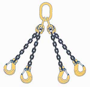4-Part kätting 10mm lyftkrok 2m