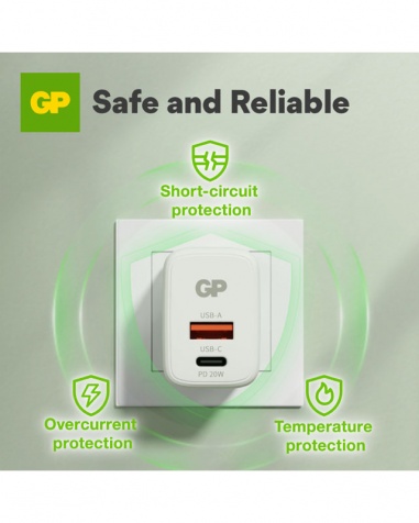 GP V�ggladdare 20W USB-A/USB-C